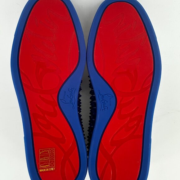 Louboutin Blue Suede Roller Boat Spiked Flats - Size 39 - Picture 11 of 12